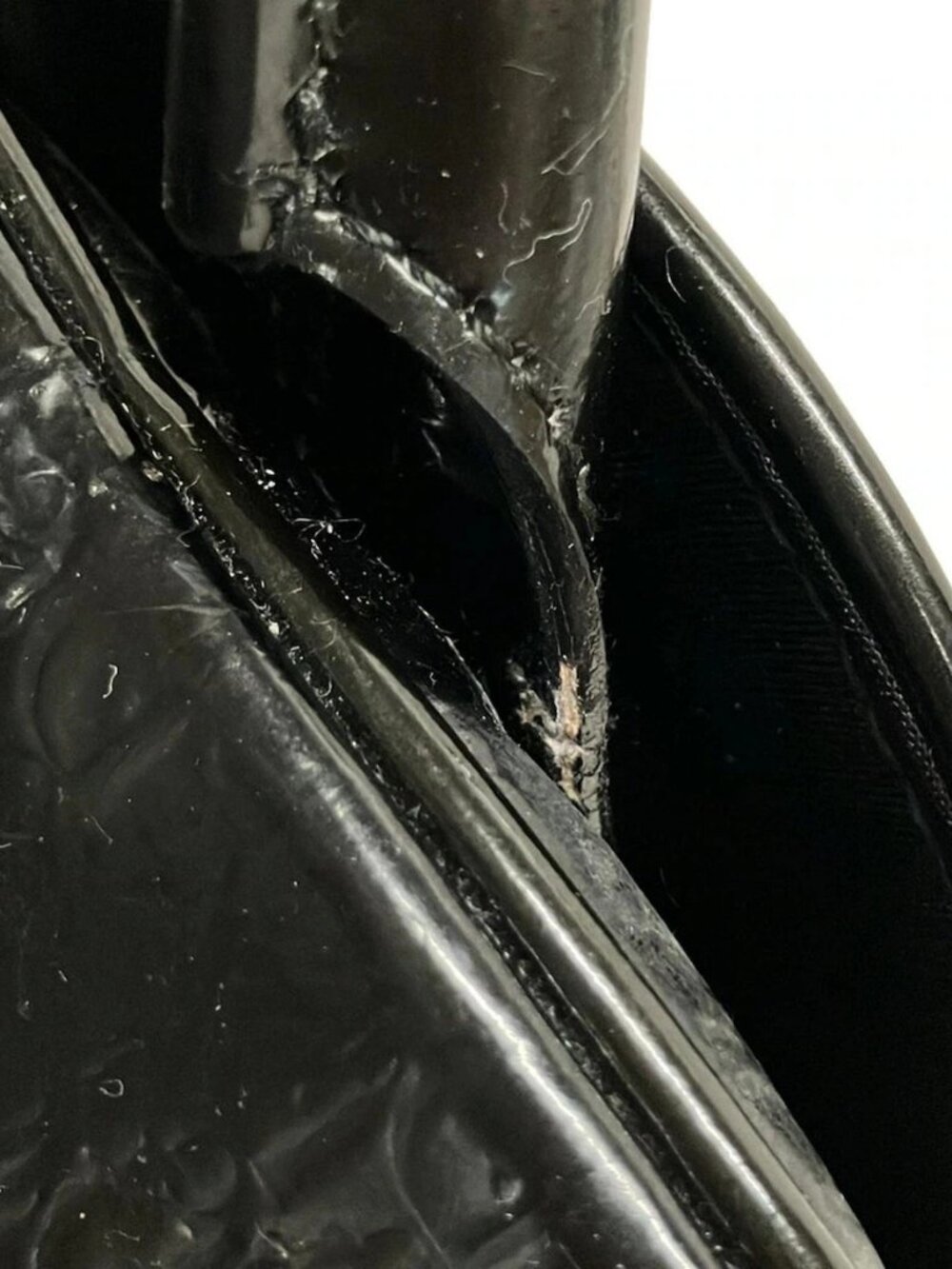 DIOR/ChristianDior Double Saddle Bag Black Patent Leather Handbag - Picture 12 of 15